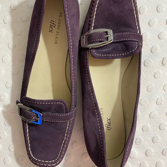 ANNE KLEIN iFlex Purple Suede Leather Loafers Slip On Shoes - Picture 8 of 16